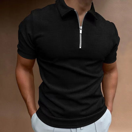 Herren Sportliches Kurzarm-Polohemd mit Reißverschluss und strukturiertem Design Echoarchiv