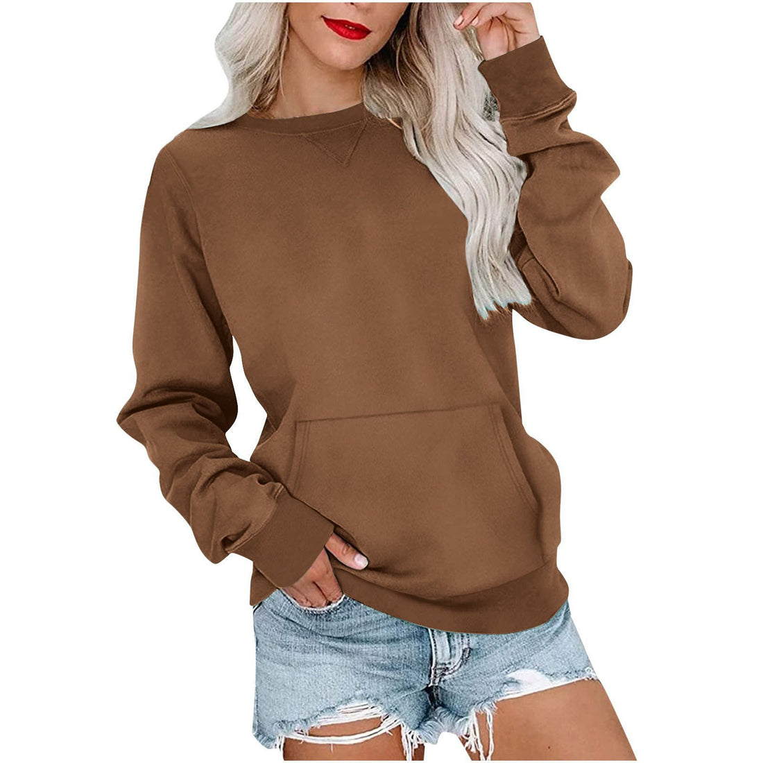 Damen Lockeres Sweatshirt mit Rundhalsausschnitt und Kängurutasche Echo Archiv