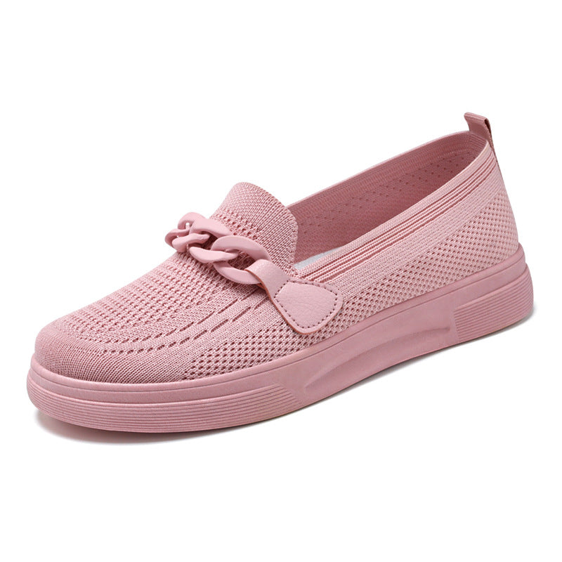 Damen nan komfortabler Strick-Slip-On Loafer mit elastischem Einstieg, dekorativer Kettenapplikation und stoßdämpfender EVA-Leichtsohle Echo Archiv