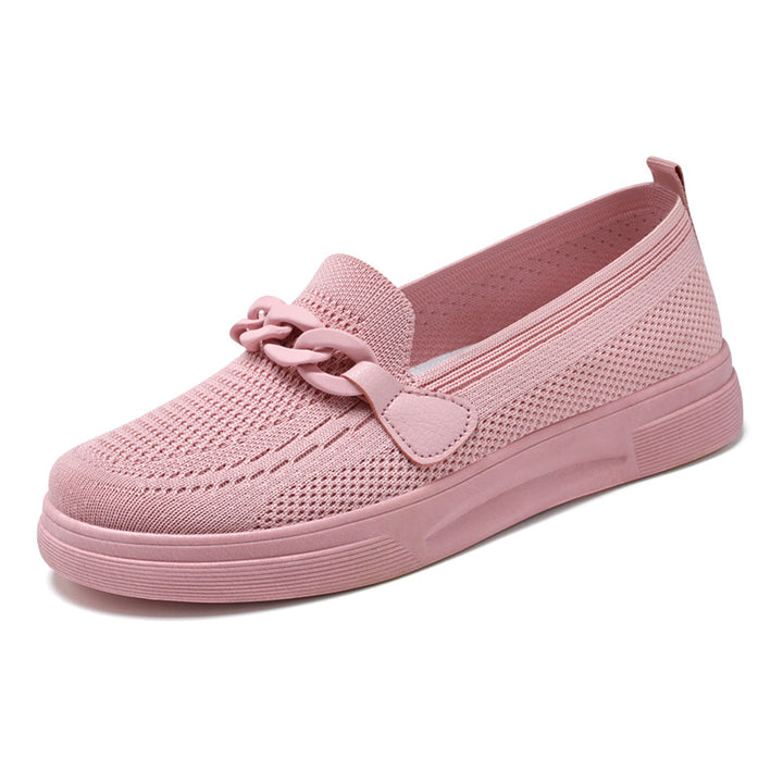 Damen nan komfortabler Strick-Slip-On Loafer mit elastischem Einstieg, dekorativer Kettenapplikation und stoßdämpfender EVA-Leichtsohle Echo Archiv