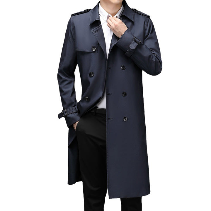 Herren modischer Trenchcoat mit doppelter Knopfreihe und praktischen Taschen Echoarchiv