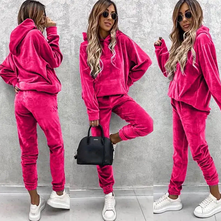 Damen kuscheliges Fleece-Set mit oversized Hoodie und bequemen Jogginghosen Echoarchiv
