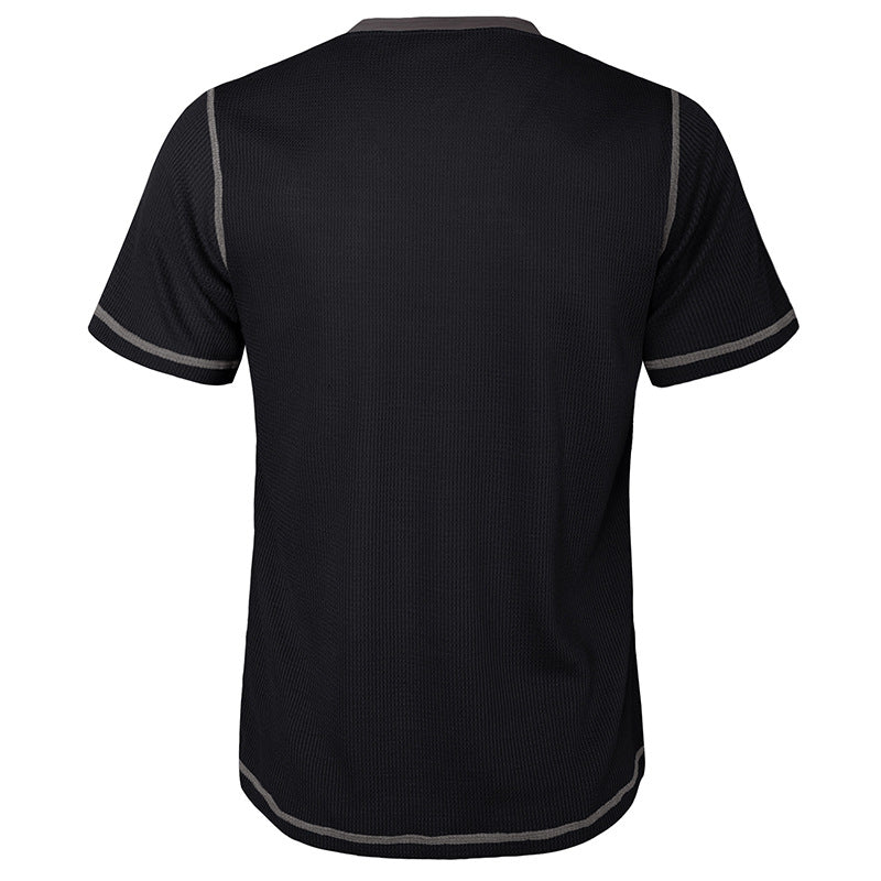 Herren Kurzarm-Henley-Shirt mit kontrastierenden Designelementen Echoarchiv