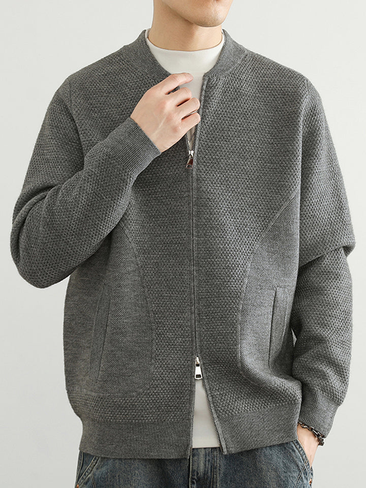 Herren Jacquard Sweatjacke mit Reißverschluss und praktischen Taschen Echoarchiv