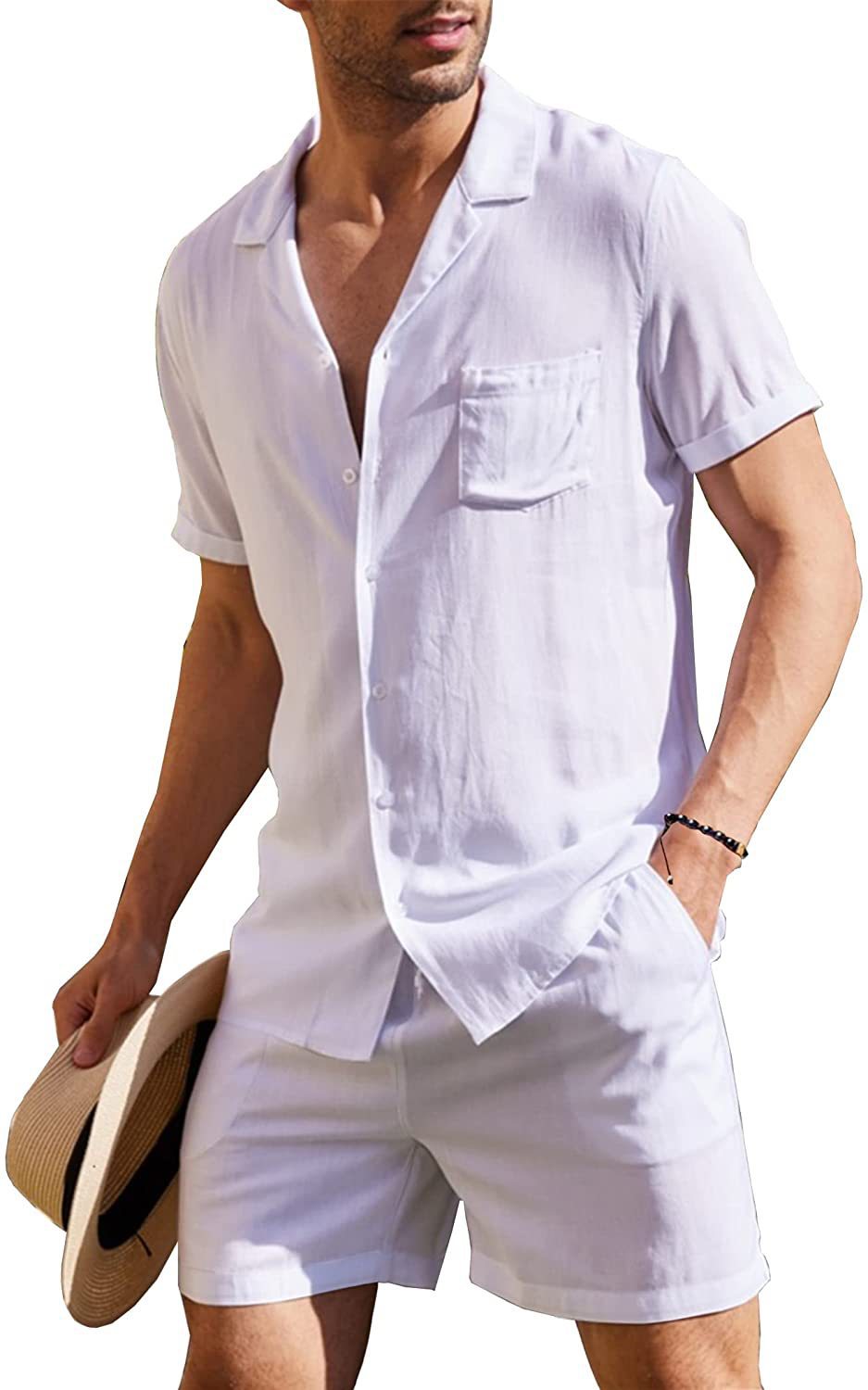 Herren lässiges Freizeit-Set mit kurzem Arm und bequemen Shorts Echoarchiv