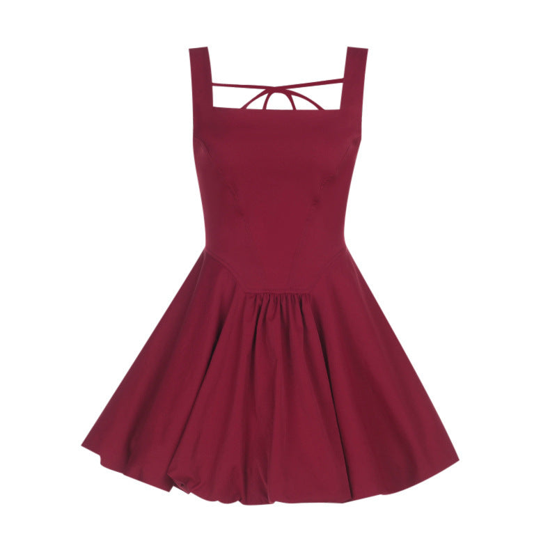 Damen schwingendes Midikleid mit quadratischem Ausschnitt und schmalen Trägern Echo Archiv