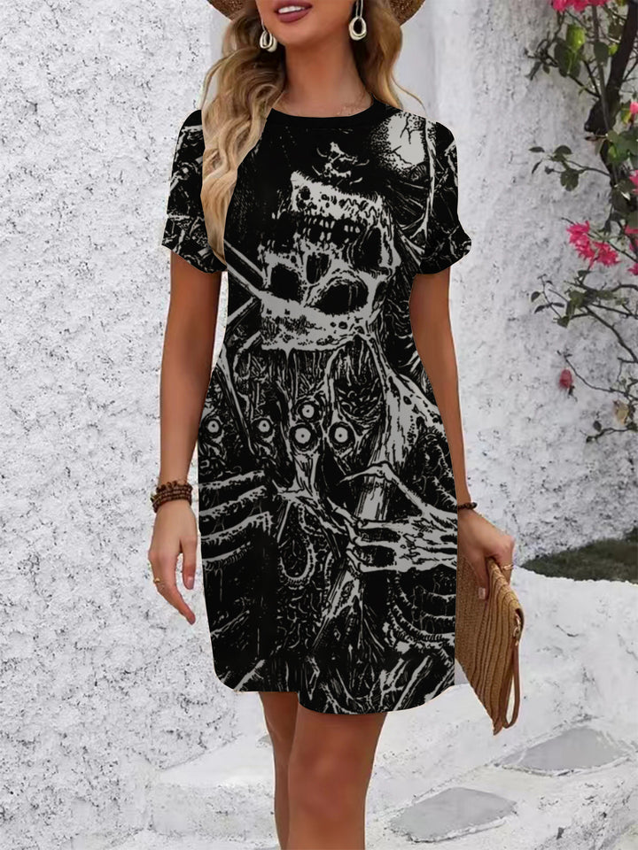 Damen lässiges Kurzarmkleid mit kreativem geometrischen Muster Echo Archiv