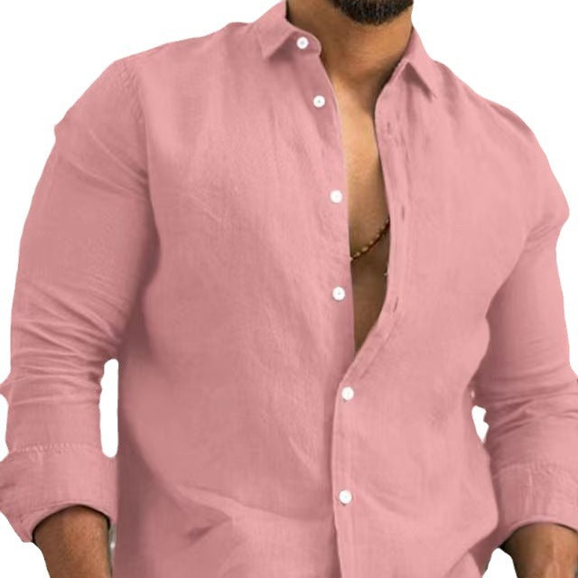 Herren elegantes Leinenhemd mit moderner Knopfleiste Echoarchiv
