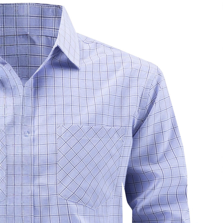 Herren elegantes Langarmhemd mit modernem Karodesign Echoarchiv