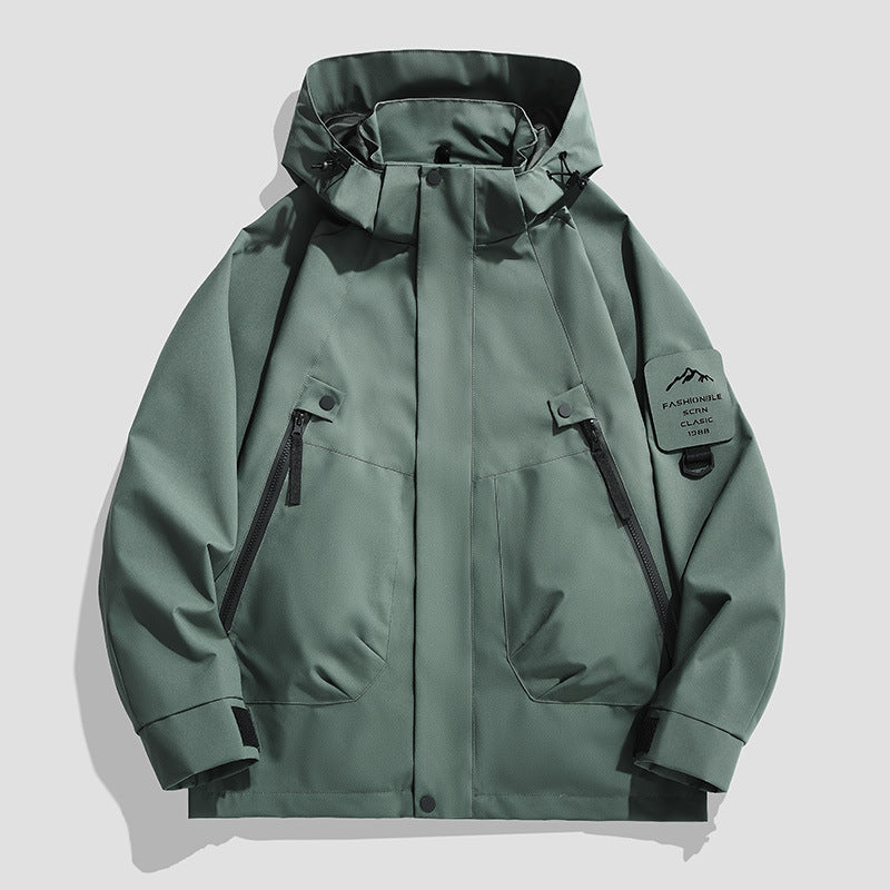 Herren Wasserdichte Utility-Softshelljacke mit Kapuze, schräge Reißverschlusstaschen & verstellbaren Ärmelriegeln Echo Archiv
