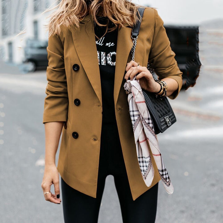 Damen nan taillierter Longblazer mit doppelreihiger Knopfleiste, Reverskragen und Eingrifftaschen Echo Archiv