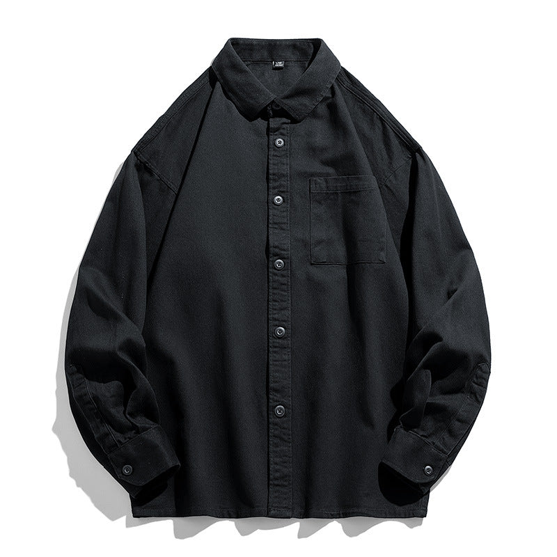 Herren Lockeres Overshirt-Hemd aus Baumwollmix mit Brusttasche und überschnittener Schulter Echoarchiv