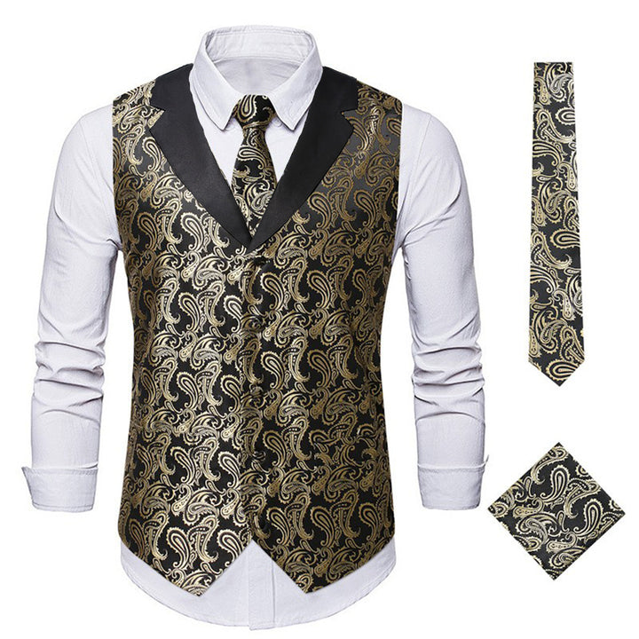 Herren elegante Weste mit floralem Jacquard-Muster und passendem Krawatten-Set Echoarchiv