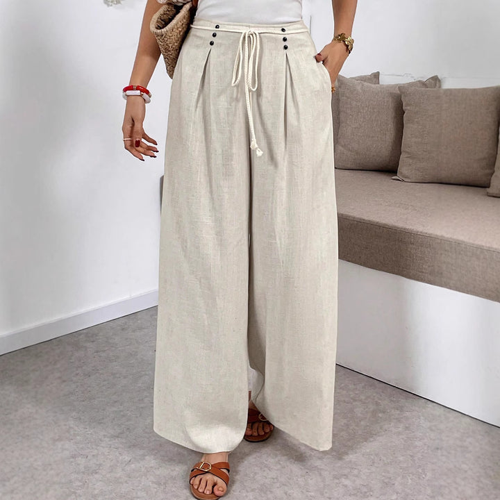 Damen Weit geschnittene Leinenhose mit verstellbarem Bund Echo Archiv