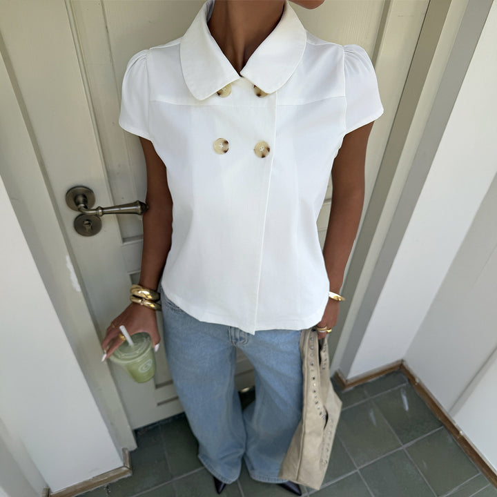 Damen elegante Bluse mit schicken Knopfdetails und Kragen Echo Archiv