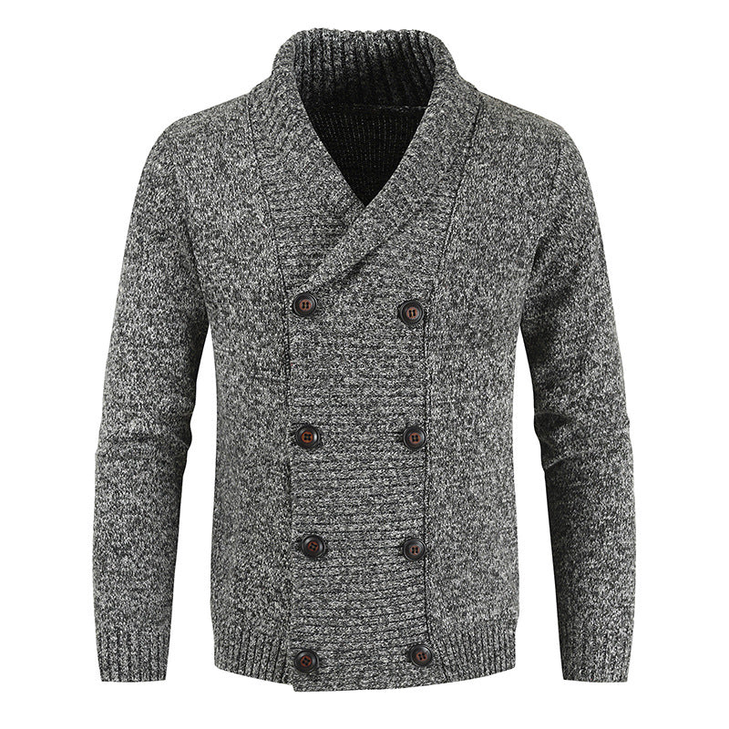 Herren nan doppelreihige Strickcardigan mit Schalkragen, strukturierter Maschenoptik und gerippten Bündchen Echo Archiv