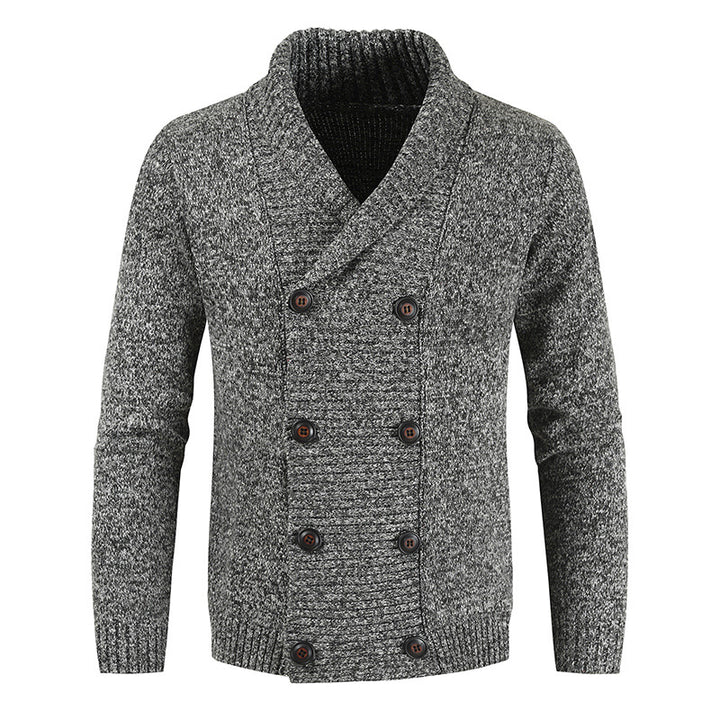 Herren nan doppelreihige Strickcardigan mit Schalkragen, strukturierter Maschenoptik und gerippten Bündchen Echo Archiv