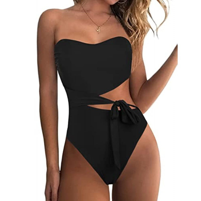 Damen Bandeau Bikini mit asymmetrischem Schnitt und modischem Animal-Print Echo Archiv
