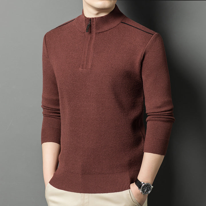 Herren eleganter Stehkragenpullover mit halbem Reißverschluss Echoarchiv