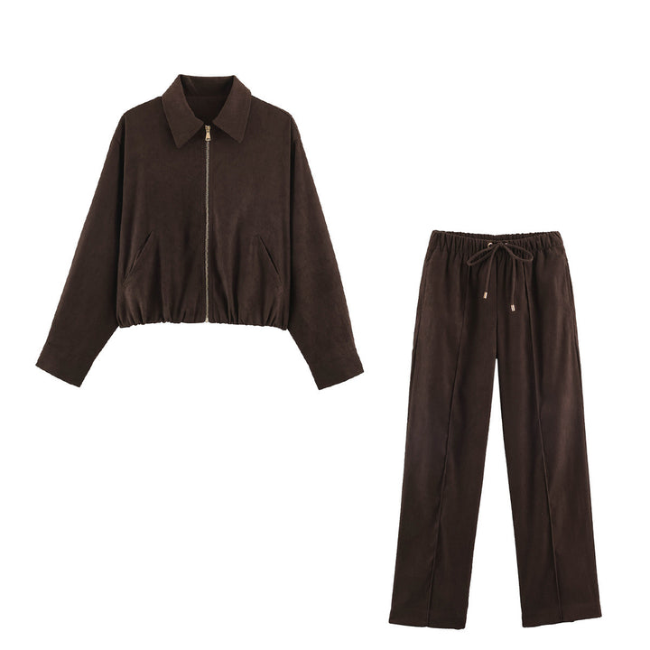 Damen Kurzblouson im Velours‑Look mit spitzem Hemdkragen und Gummizugsaum Echo Archiv