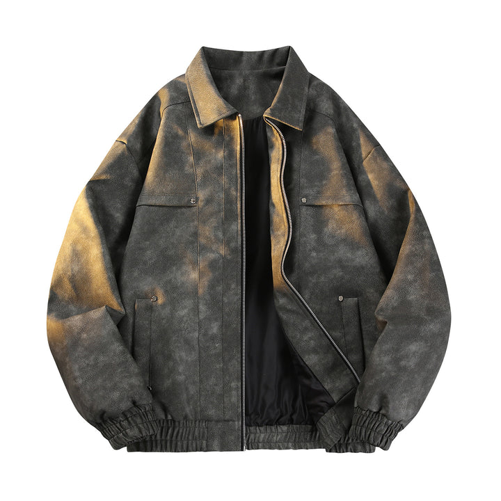 Herren Vintage‑inspirierte Velours‑Optik Übergangsjacke mit Zwei‑Wege‑Reißverschluss, elastischem Saum & Pattentaschen Echoarchiv