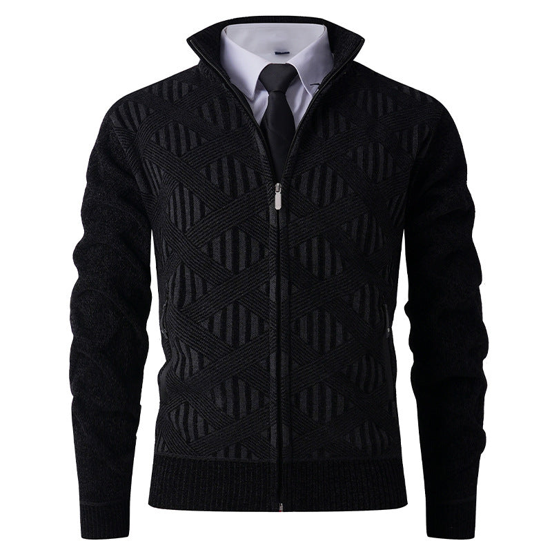 Herren Strickjacke mit strukturiertem Muster und hohem Kragen Echoarchiv