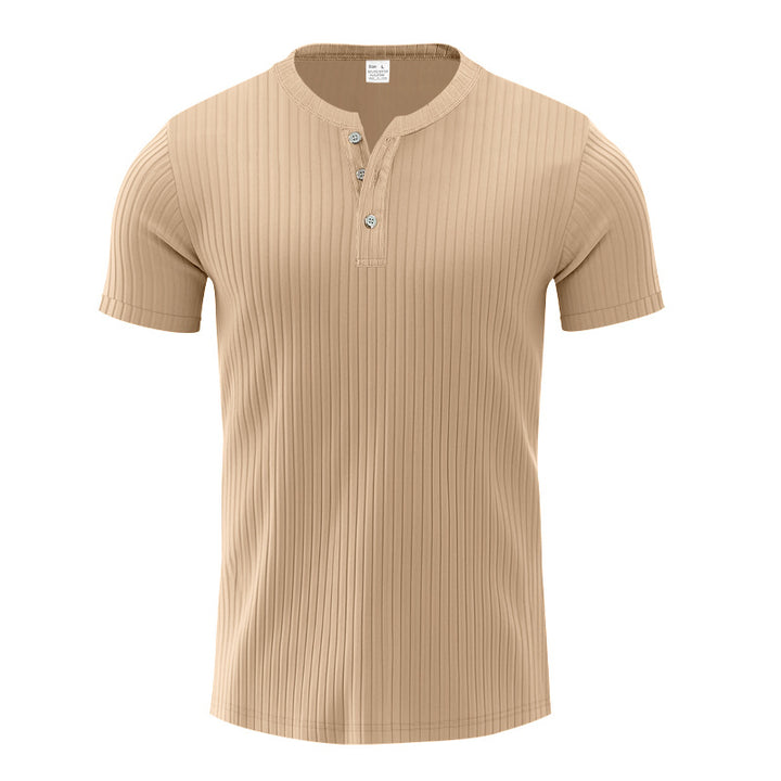 Herren Kurzarm-Henley-T-Shirt mit strukturiertem Design Echoarchiv
