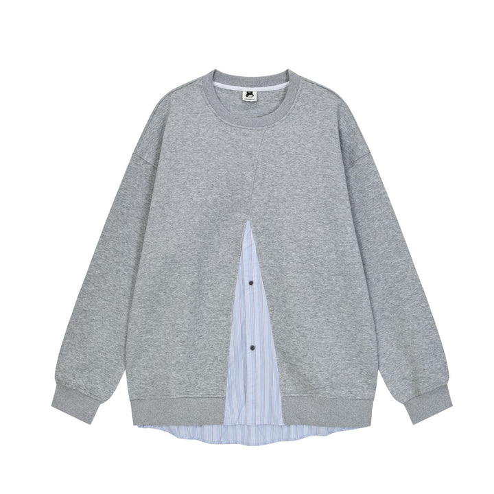 Damen Lässiges Oversize-Sweatshirt mit eingearbeitetem Hemd-Detail und Front-Öffnung Echoarchiv