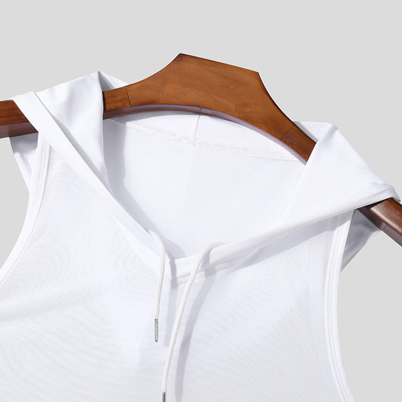 Herren Atmungsaktives Sport-Tanktop mit Kapuze und praktischer Schnürung Echoarchiv