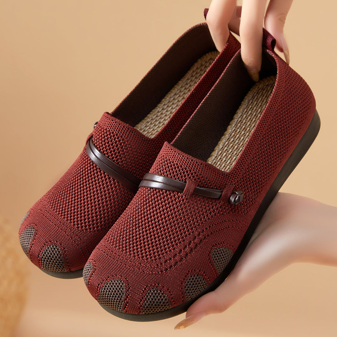 Damen nan gestrickter Komfort-Slipper mit Zehenoptik, elastischem Einstieg und stoßdämpfender EVA-Sohle Echo Archiv