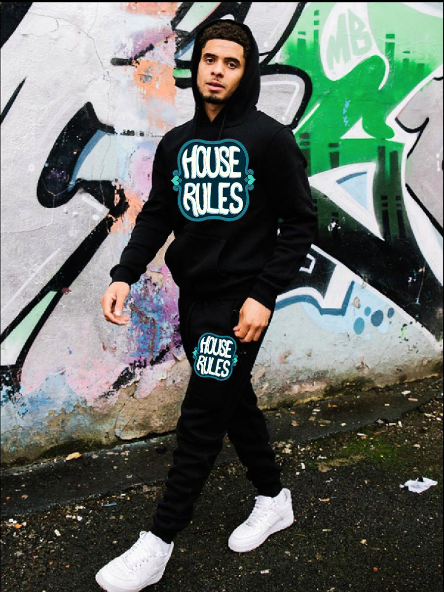 Herren Sportliches Hoodie- und Jogginghose-Set mit dynamischem Schriftzug Echoarchiv