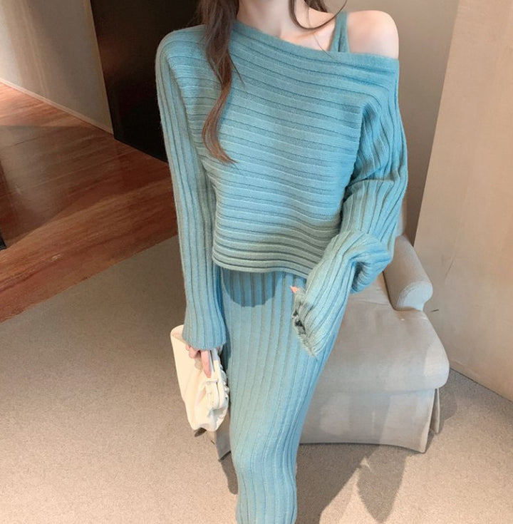 Damen Modisches Strickkleid- und Oberteil-Set Echo Archiv