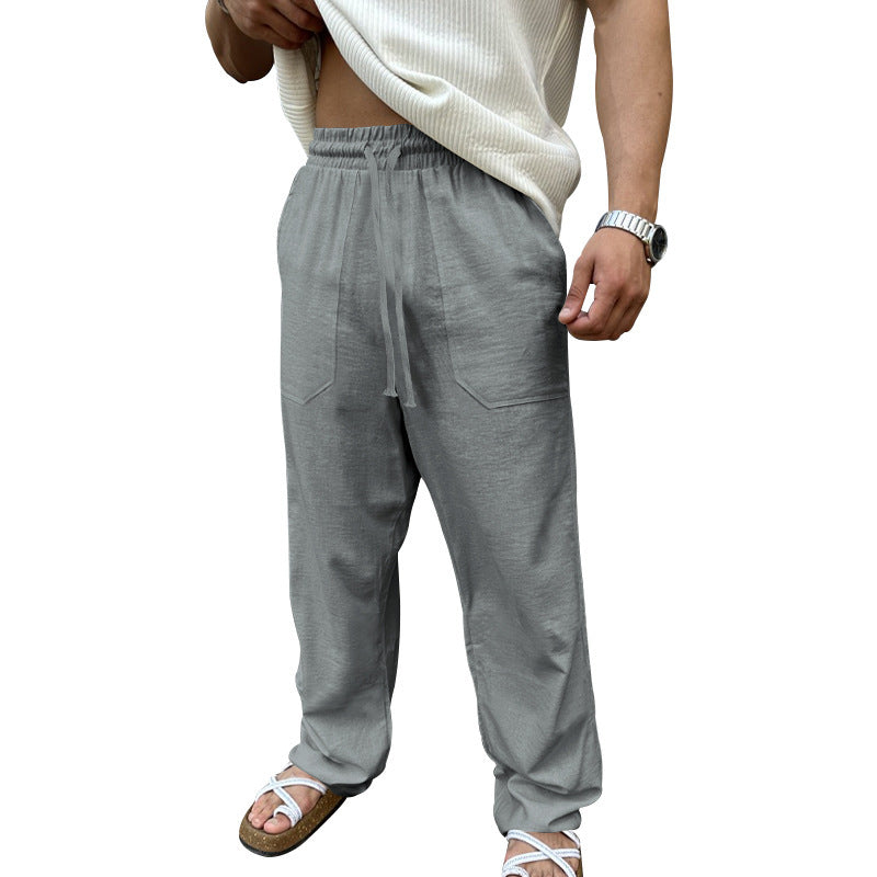 Herren lässige Leinenhose mit elastischem Bund und praktischen Taschen Echoarchiv