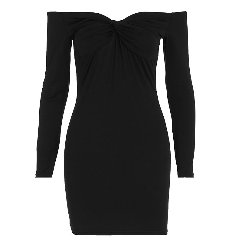 Damen Figurbetontes Kleid mit Off-Shoulder Design und Wickeloptik Echo Archiv
