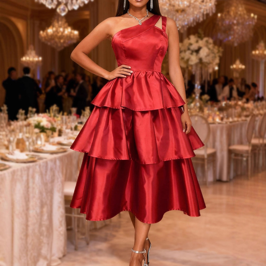 Damen festliches Wickelkleid mit voluminösem Rüschendesign Echo Archiv