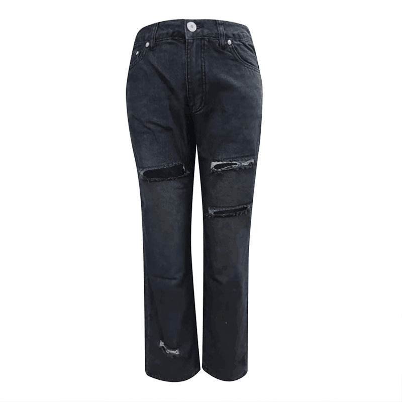Damen modische Destroyed Jeans im lässigen Schnitt mit hohen Taschen und einzigartigen Details Echo Archiv
