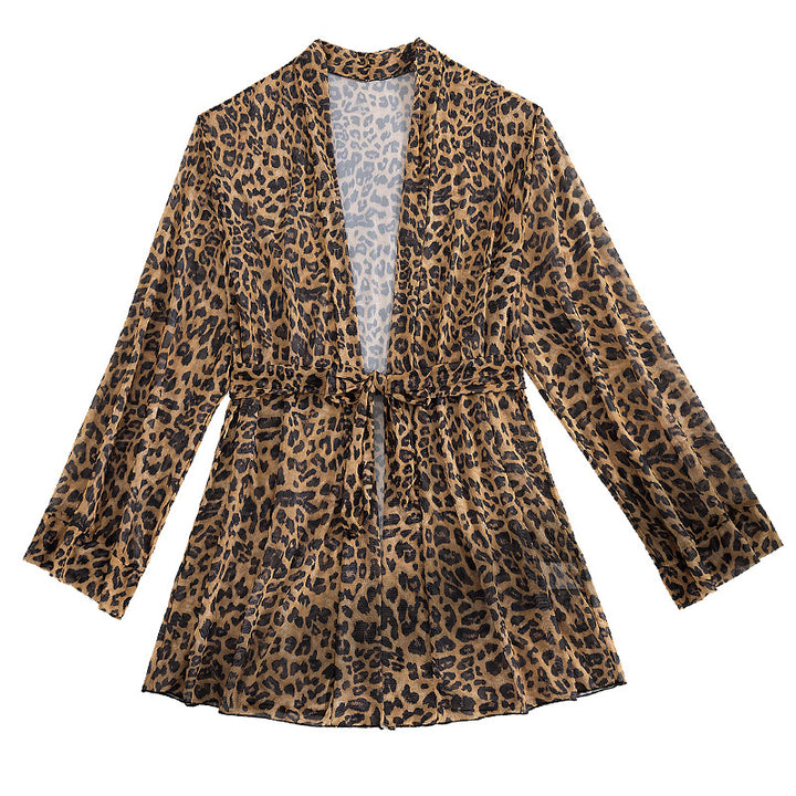 Damen luftiger Strandüberwurf mit trendy Leopardenprint Echo Archiv