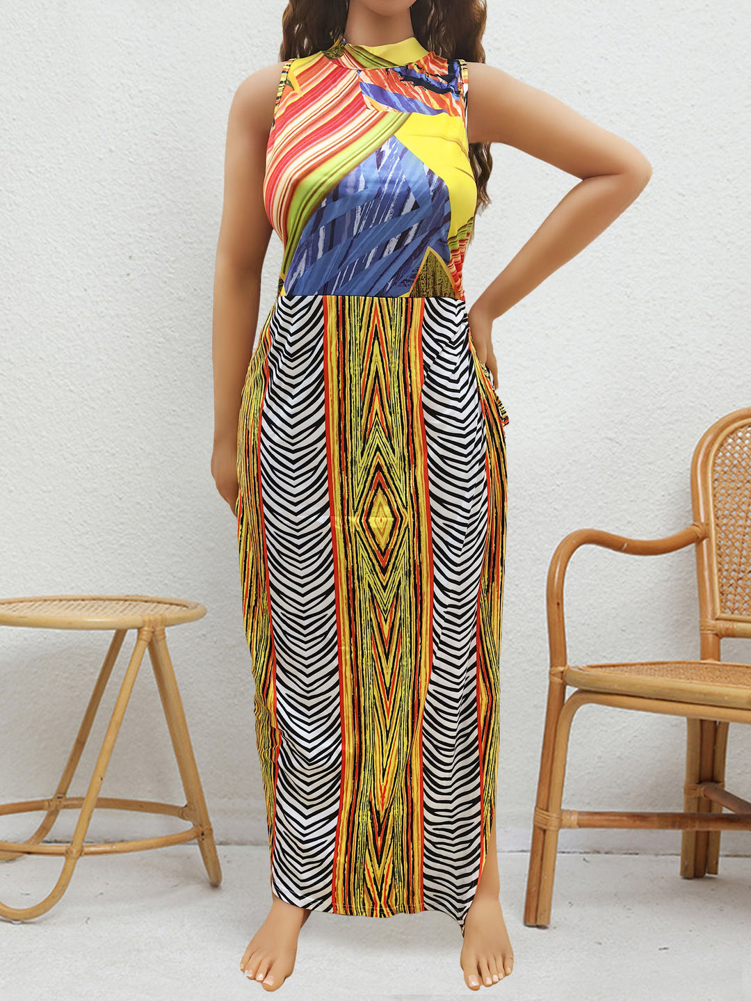Damen Maxi-Kleid mit fröhlichem Muster Echo Archiv
