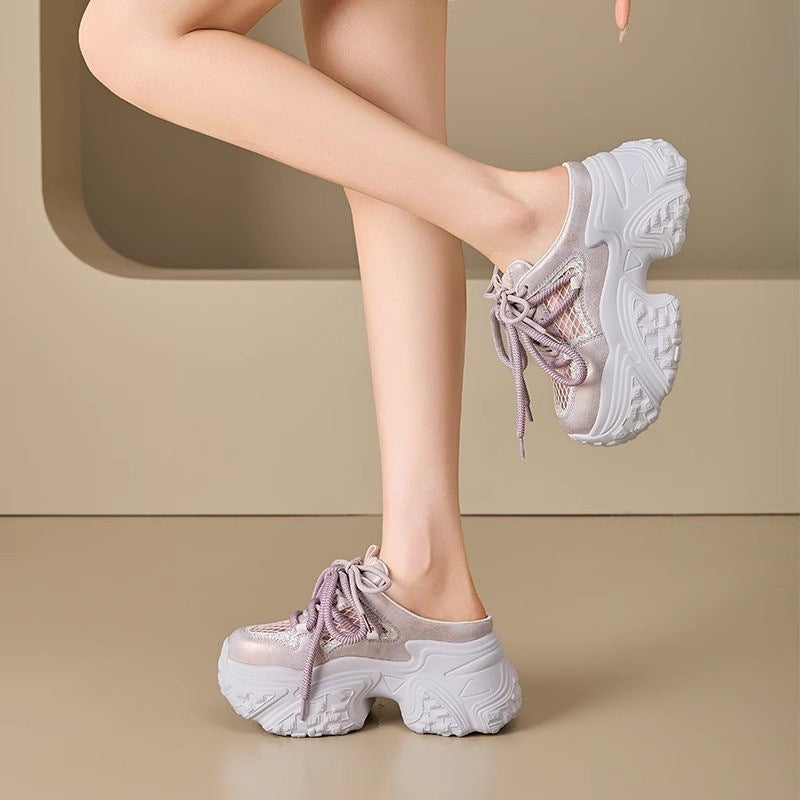 Damen Sportliche Sneakers mit hohem Plateau und atmungsaktiver Netzstruktur Echo Archiv