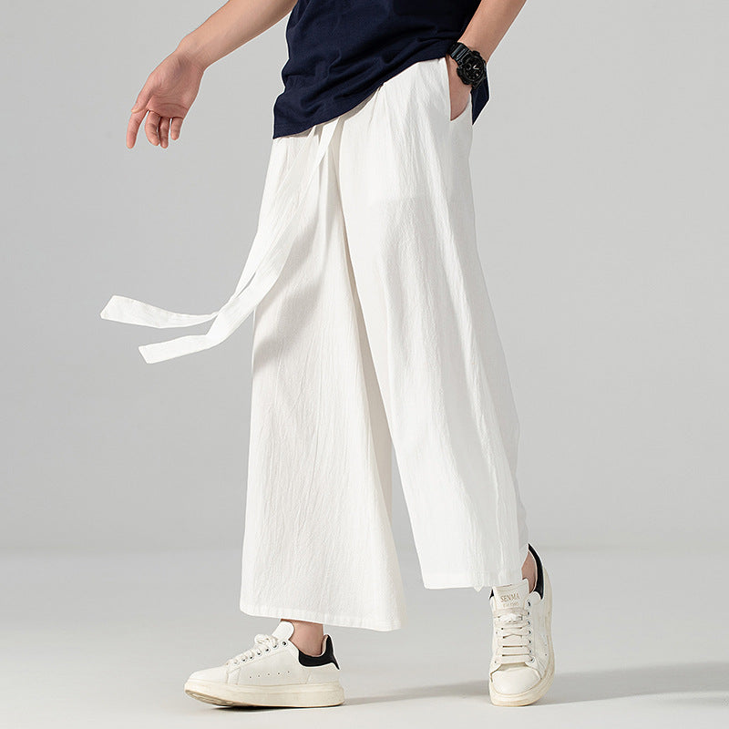 Damen Culotte-Style Hosenrock mit weitem Bein und Bindegürtel Echoarchiv