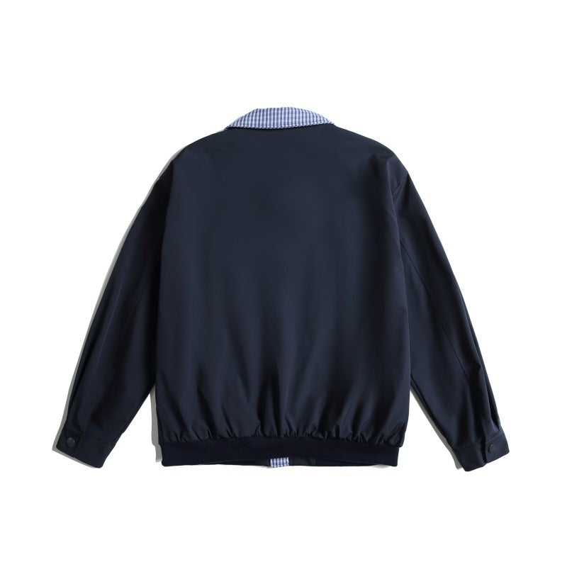 Herren Leichte Harrington-Bomberjacke mit Karierter Hemdkragen und Pattentaschen Echoarchiv