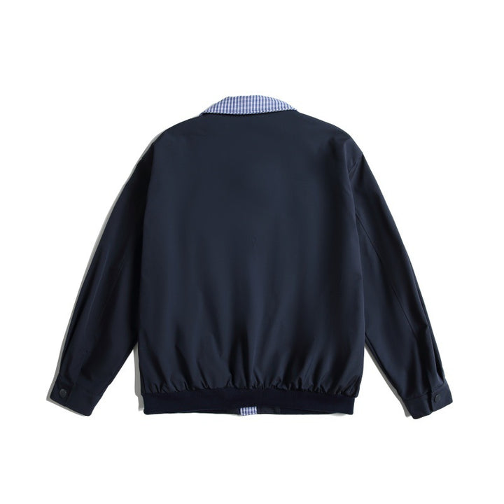 Herren Leichte Harrington-Bomberjacke mit Karierter Hemdkragen und Pattentaschen Echoarchiv