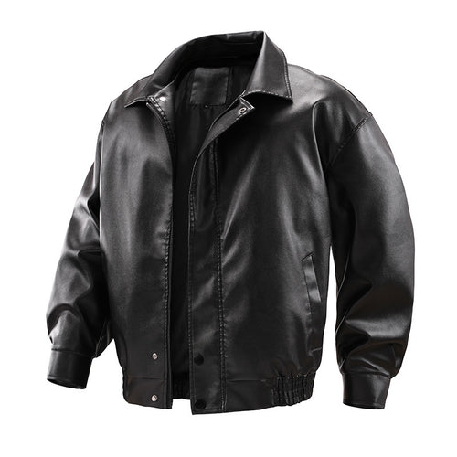 Herren Modische Kunstlederjacke mit hohem Kragen Echo Archiv