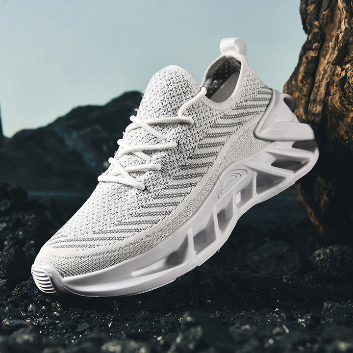 Unisex atmungsaktive Strick‑Runner mit skulpturierter Hohlkammer‑Plattform und flexibler Trail‑Laufsohle – Tavélo