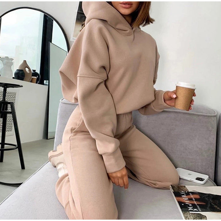 Damen nan kuscheliges Lounge-Set mit Kapuzenpullover und hoher Taillen-Jogginghose Echo Archiv