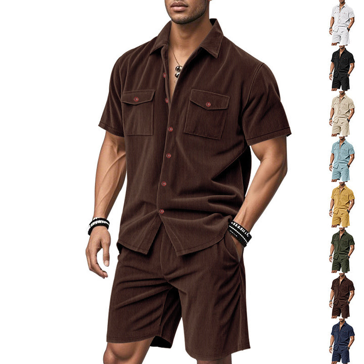 Herren elegantes Kurzarmhemd und kurze Hose Set Echoarchiv