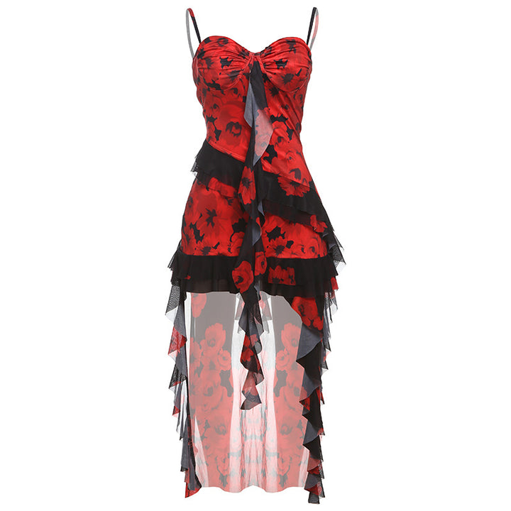 Damen Trägerloses Sommerkleid mit Chiffon-Rüschen Echo Archiv