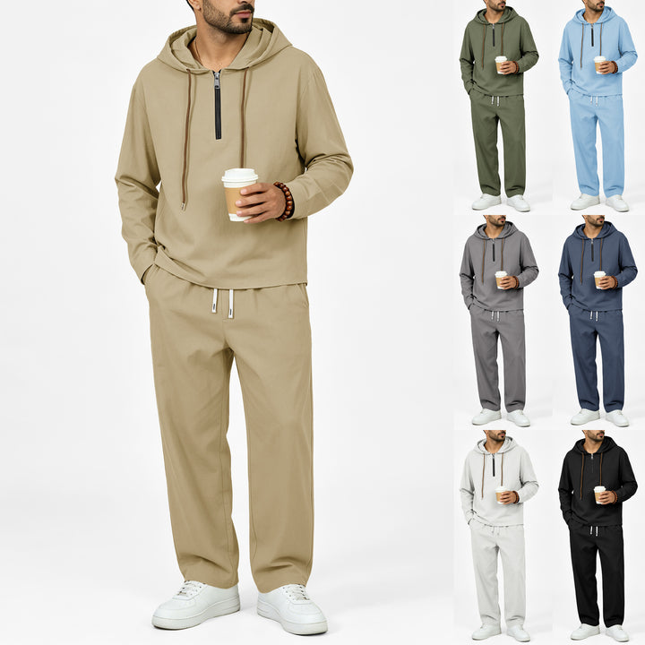 Herren Leichter Halbzip-Kapuzenpullover im Relaxed-Fit mit Kordelzug Echoarchiv