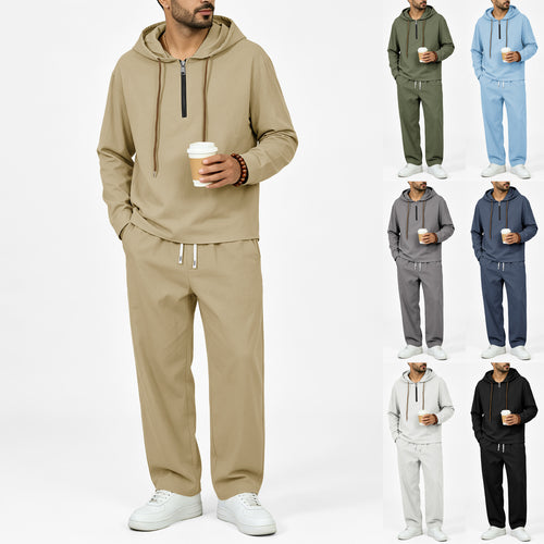 Herren Leichter Halbzip-Kapuzenpullover im Relaxed-Fit mit Kordelzug Echoarchiv