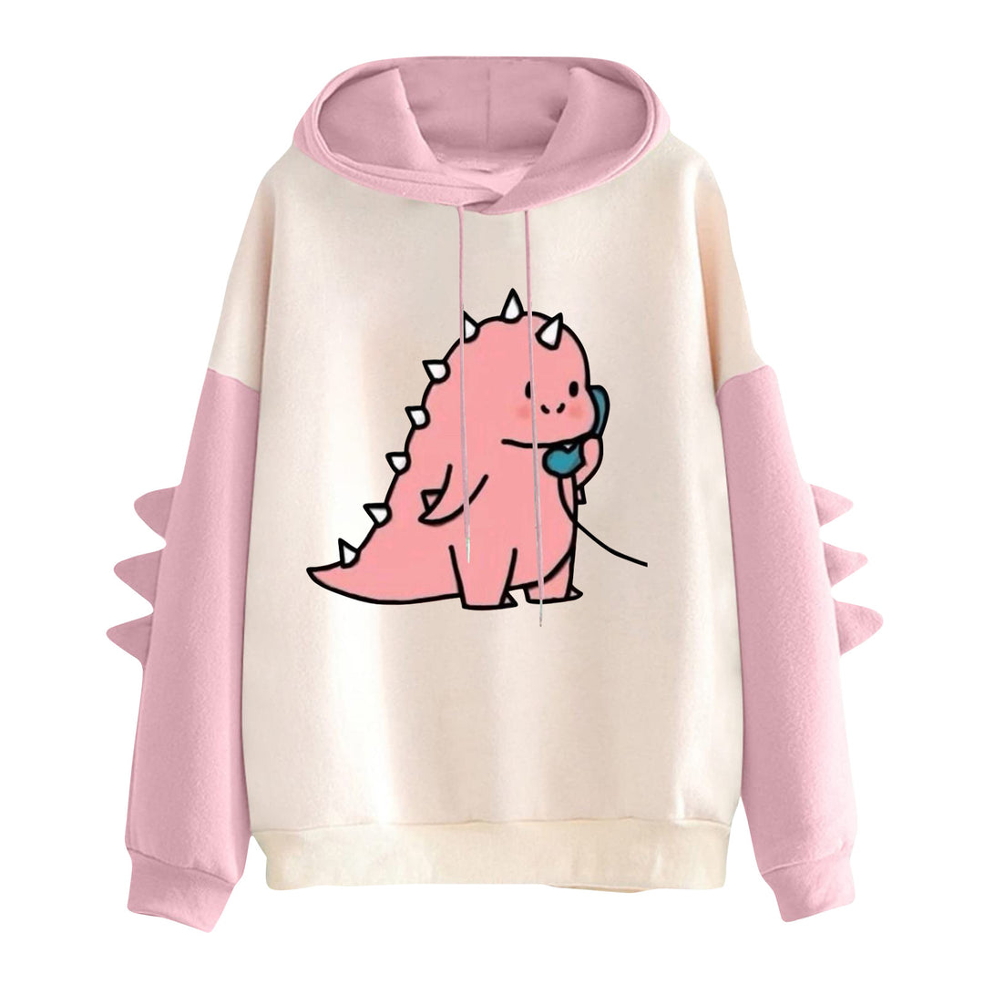 Damen Kapuzenpullover mit niedlichem Frosch-Motiv, Kängurutasche und volumigen Ärmelapplikationen – Auréline